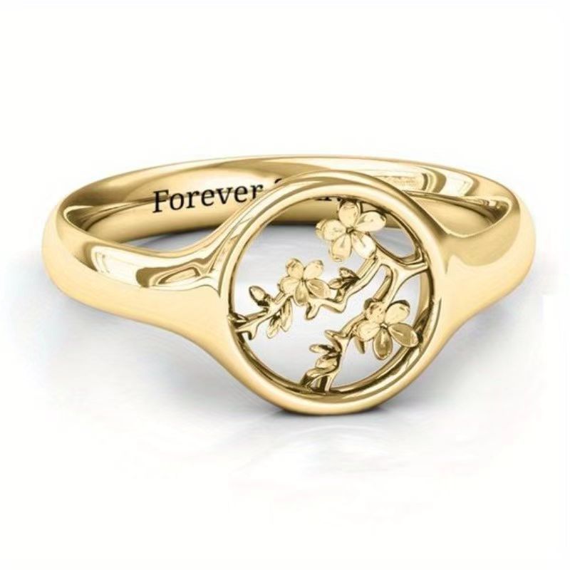Feminine Flower Fashion Openwork Engraved Ring